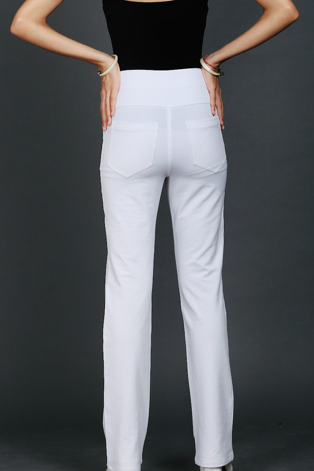 White Stretch Flair Pants