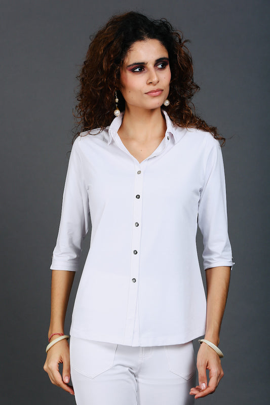 White Cotton Stretch Shirt