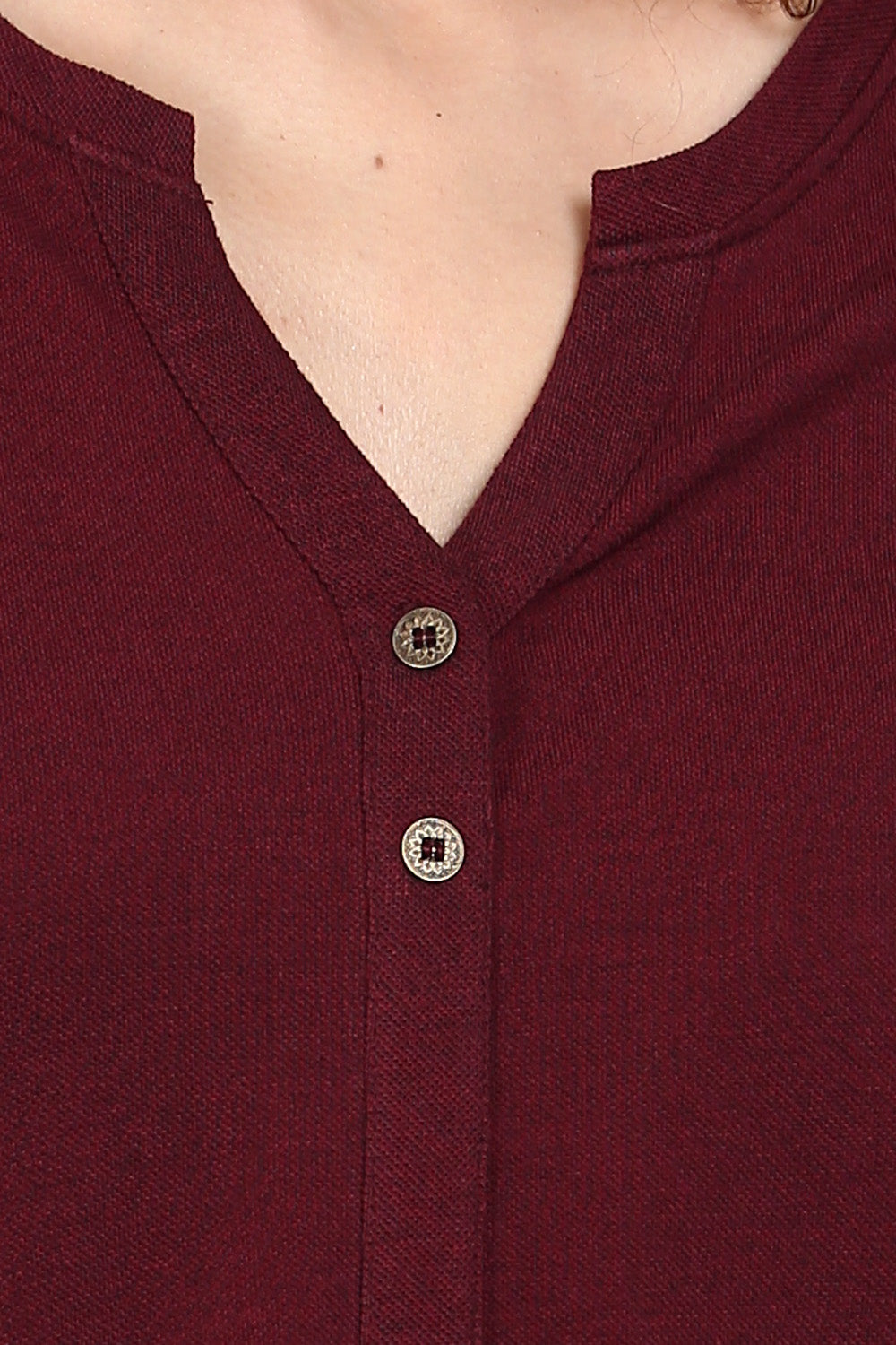 Wine Dual-Tone Long Stretch Shirt